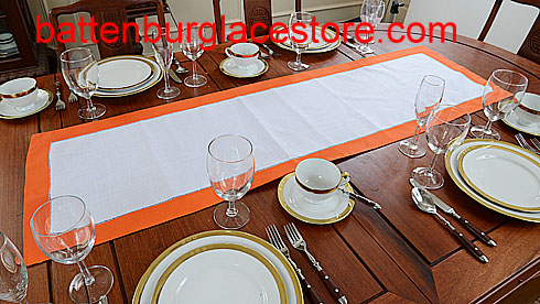 Runner. White with Flame Orange 16"x54" - Click Image to Close